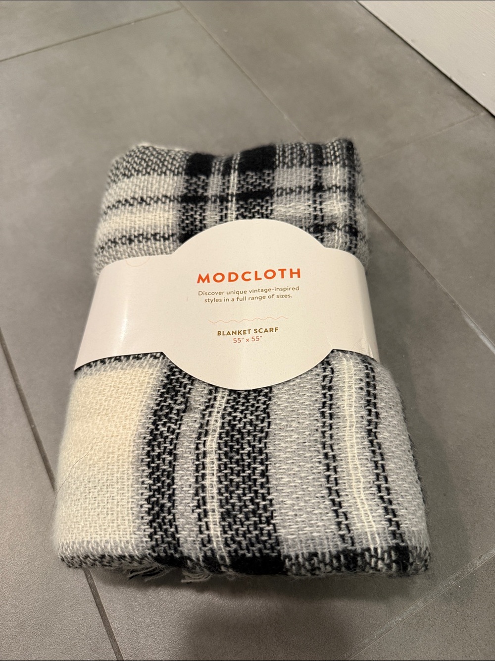 ModCloth Black and White Plaid Blanket Scarf